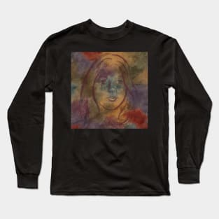 Abstract of young boy with long hair Long Sleeve T-Shirt